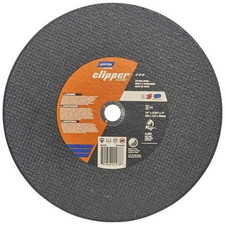 NORTON CLIPPER Clipper Classic A AO Series Cutoff Wheel, 14 in Dia, 332 in Thick, 1 in Arbor 70184601478